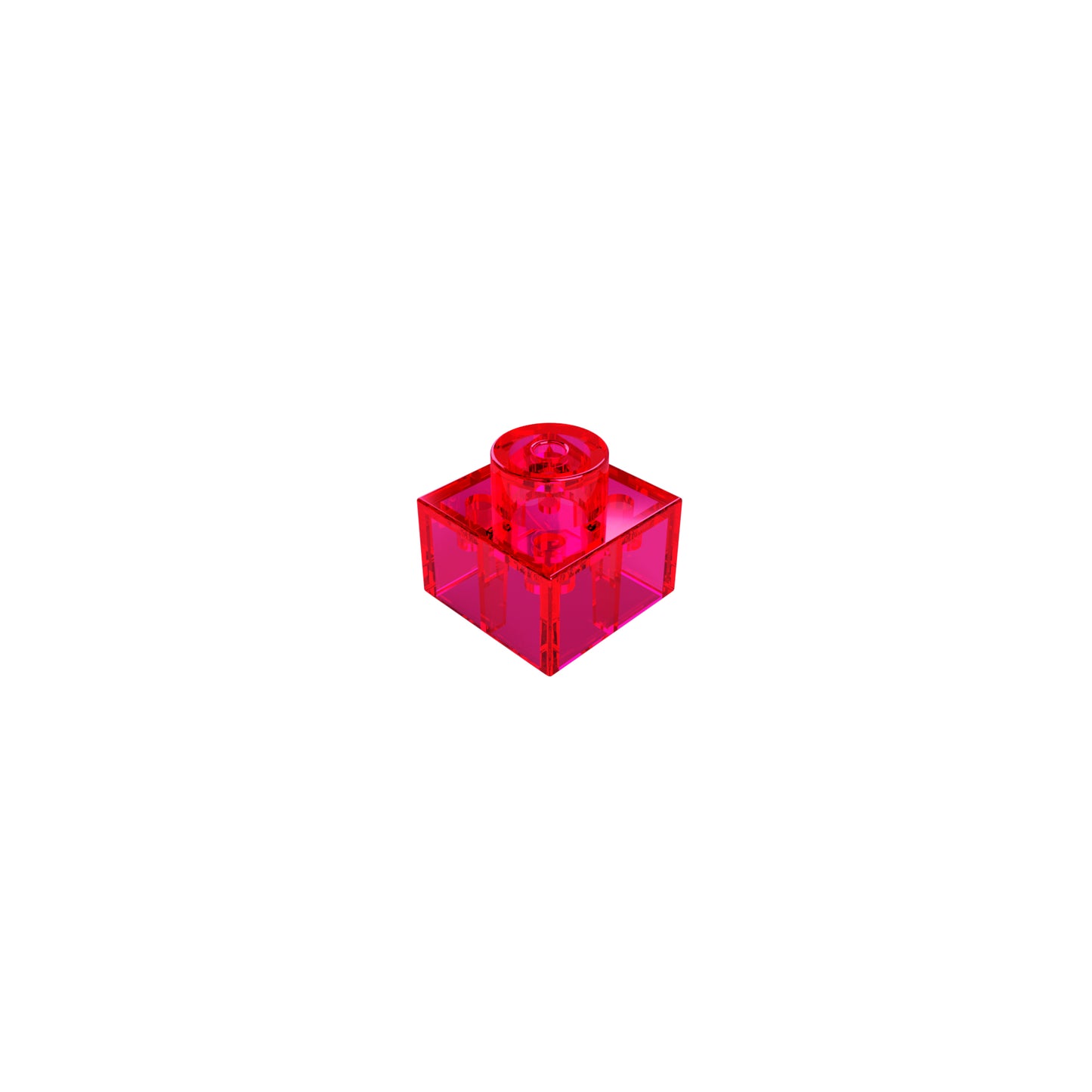 A single E-Blox Circuit Blox™ one block spacer, which is a red translucent plastic building block with a square base and a circular peg on top, typically used in children's construction toys, is centered against a white background.