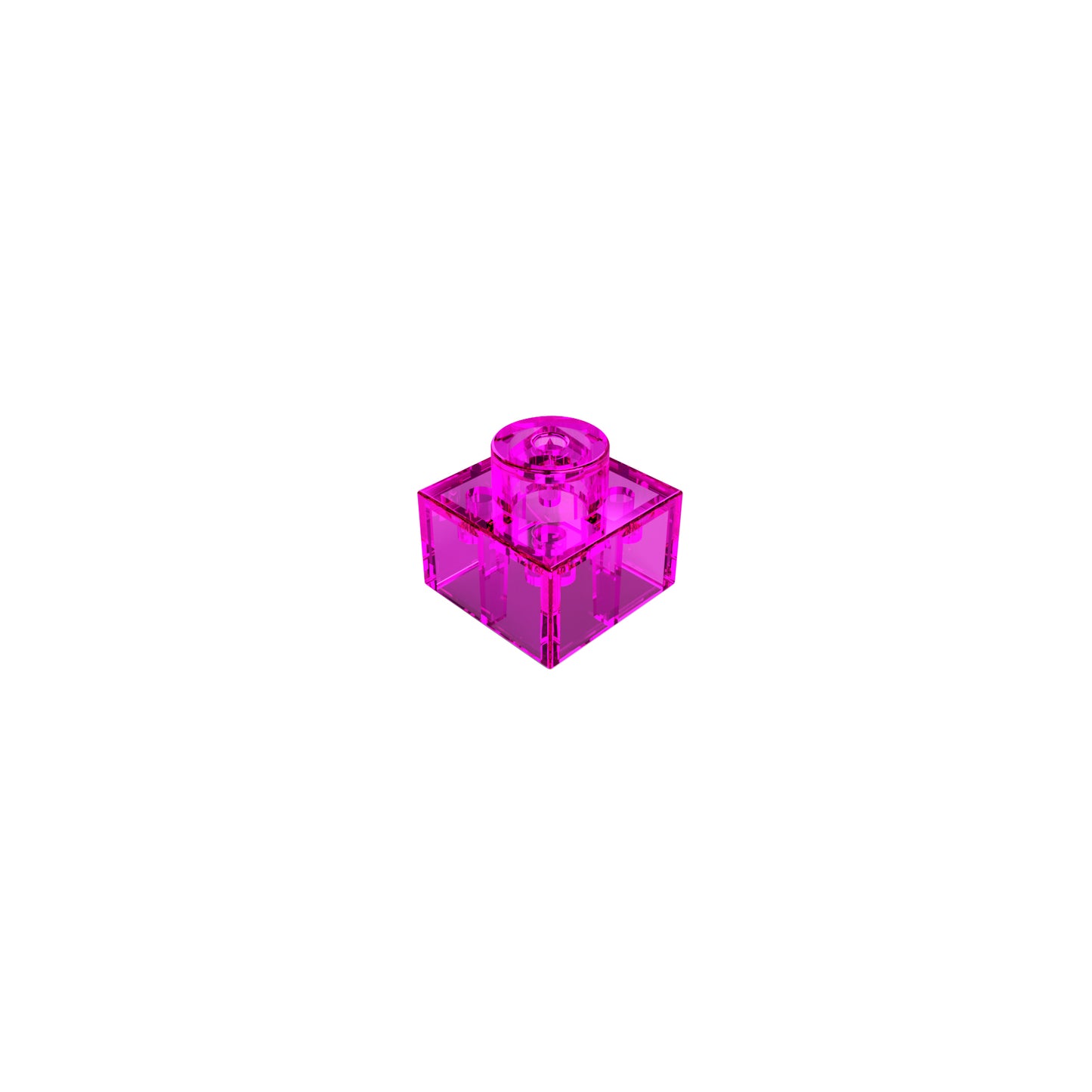 A translucent pink building block with a cylindrical stud on top, known as the Circuit Blox™ - One Block Spacer by E-Blox®, seen against a plain white background.