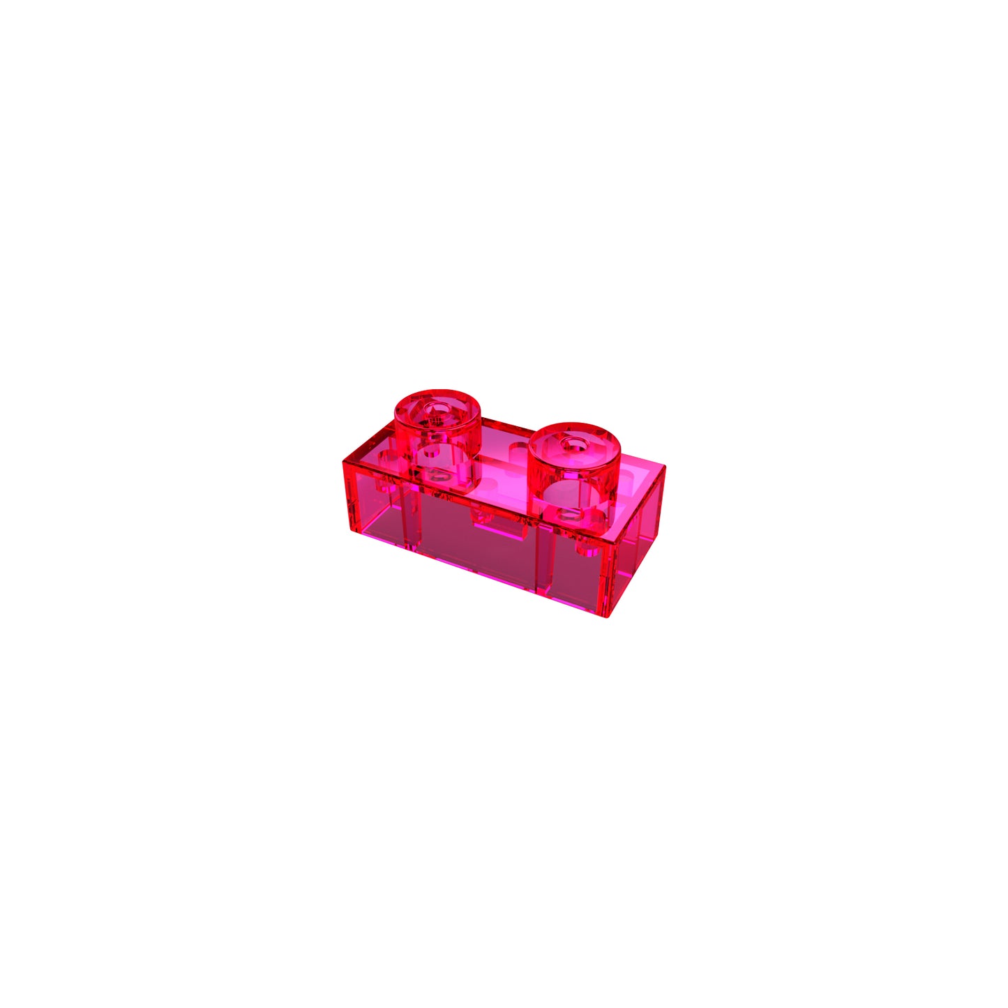 A single translucent red Two Wire Spacer Block for Circuit Builder by E-Blox, resembling a tiny component, isolated against a white background.