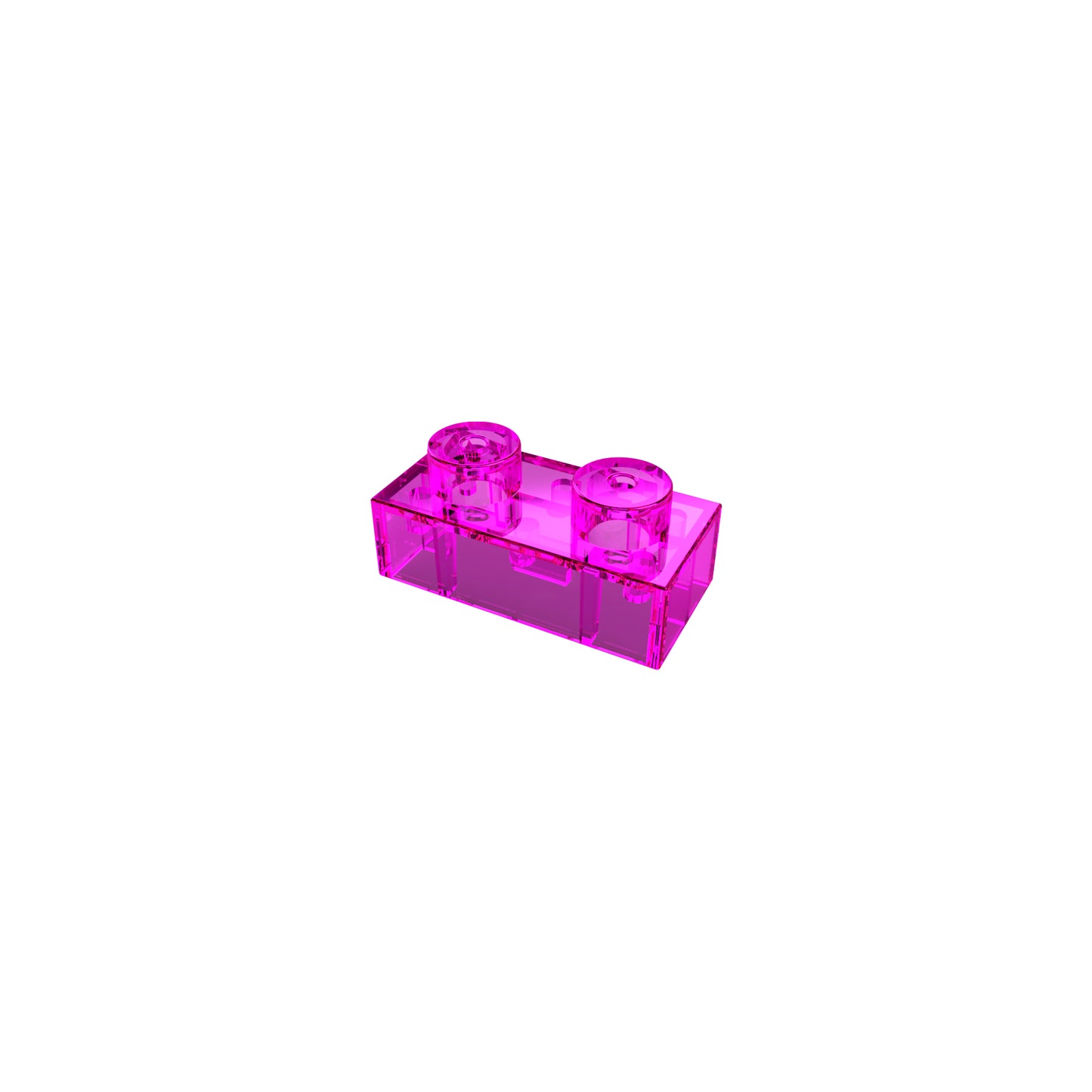 The E-Blox Two Wire Spacer Block for Circuit Builder is a single, transparent pink plastic building block featuring two studs on top, often used in construction toy sets or as a spacer block for circuit builders. The block is captured in a photograph against a plain white background.