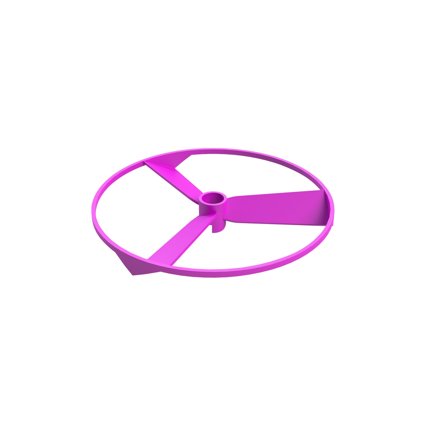 A close-up image of the Circuit Blox™ - Fan Blade - E-Blox®, featuring three pink blades connected to a central hub and extending outward, circled by a thin ring. The background is plain white.