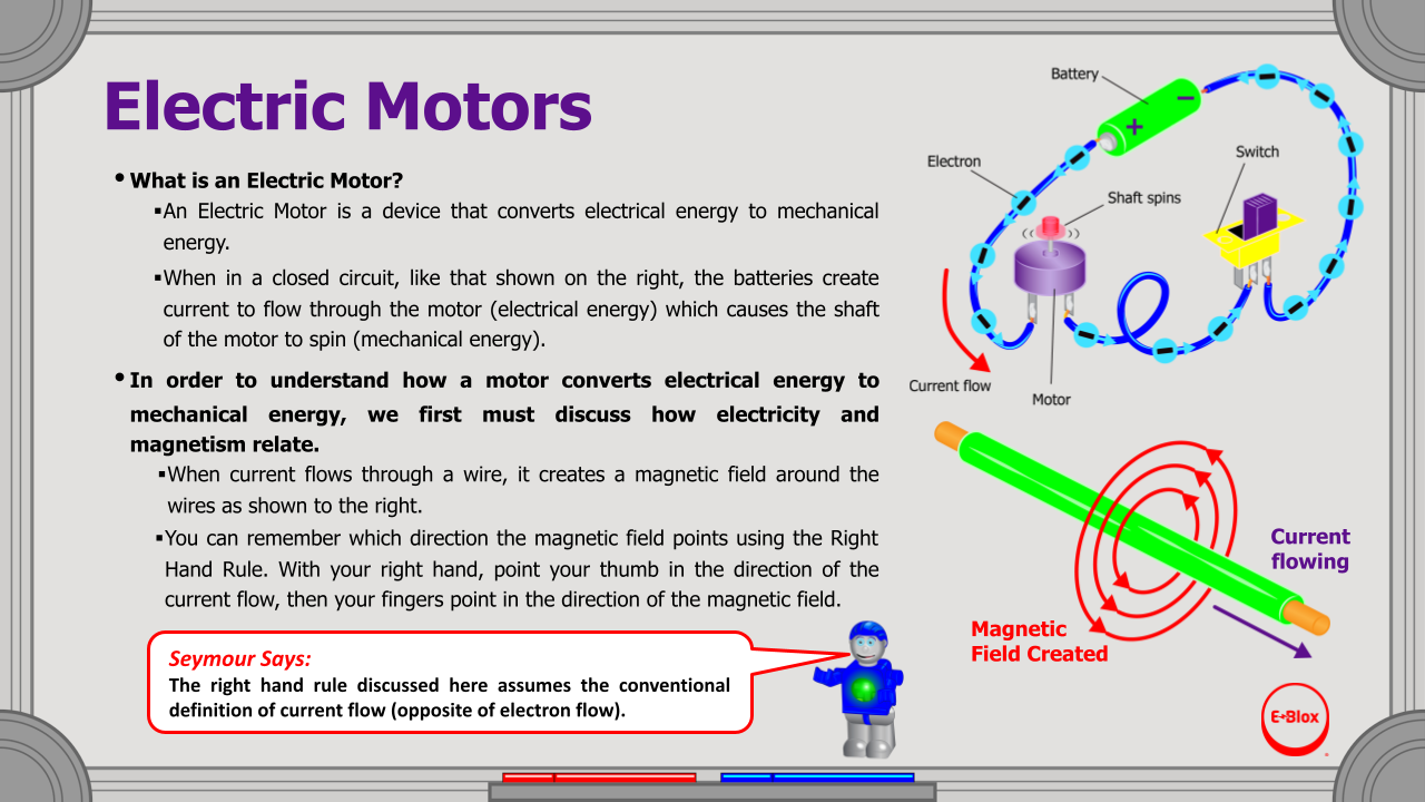 sample curriculum page about electric motors