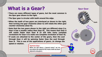 sample curriculum page with information about gears.