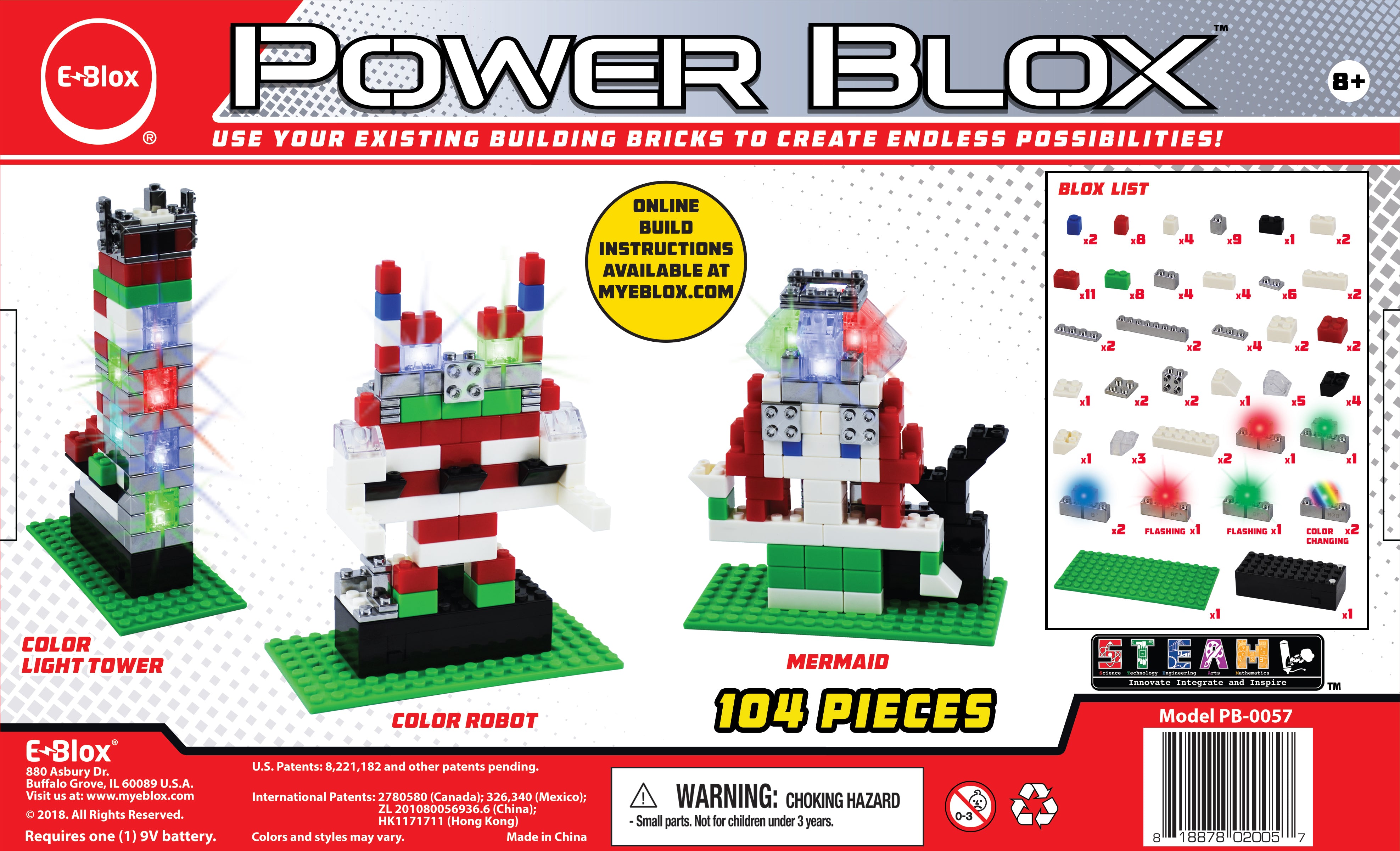 Power Blox™ Builds Deluxe Set - E-Blox® LED Light-Up Building Blocks