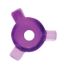 The Circuit Blox™ - Motor Top - E-Blox® by E-Blox is a circular purple component designed for Circuit Blox. It features three short, cylindrical protrusions that are evenly spaced and extend outward from its center. There is a hole in the middle of the top, and the tips of the cylindrical parts are slightly lighter in color.